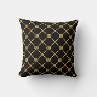 Golden Lattice Elegance Throw Pillow