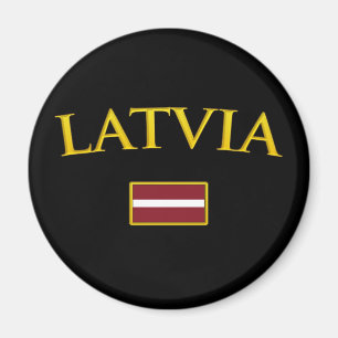Golden Latvia Magnet