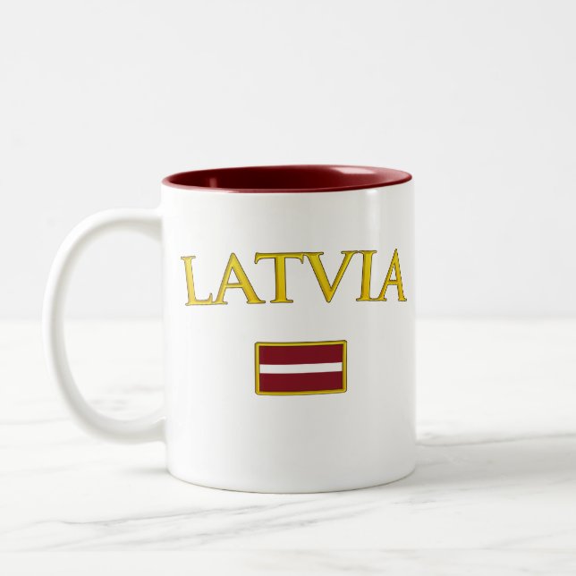 Golden Latvia Two-Tone Coffee Mug (Left)