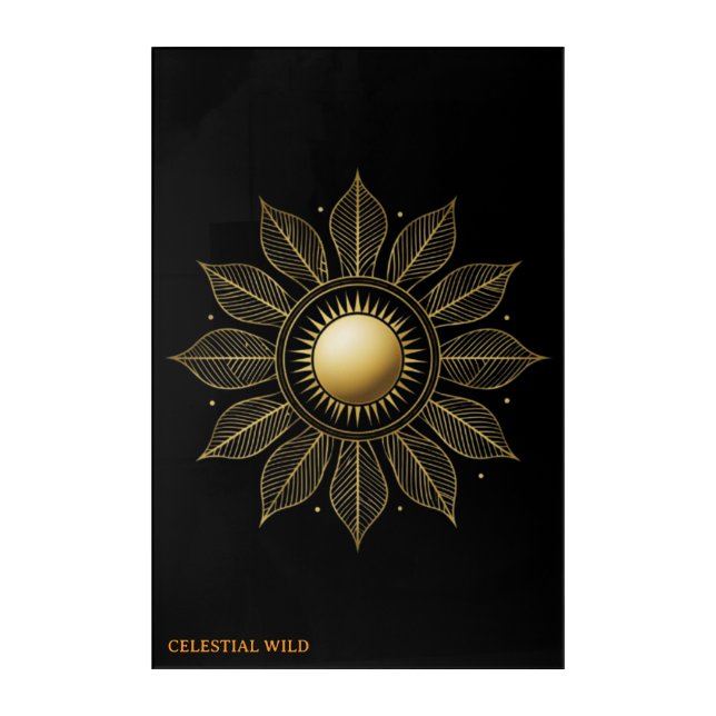 Golden Laurel Aura Acrylic Wall Art (Front)