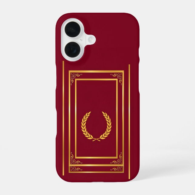 Golden Laurel in Rectangular Frame on Brown iPhone Case (Back)