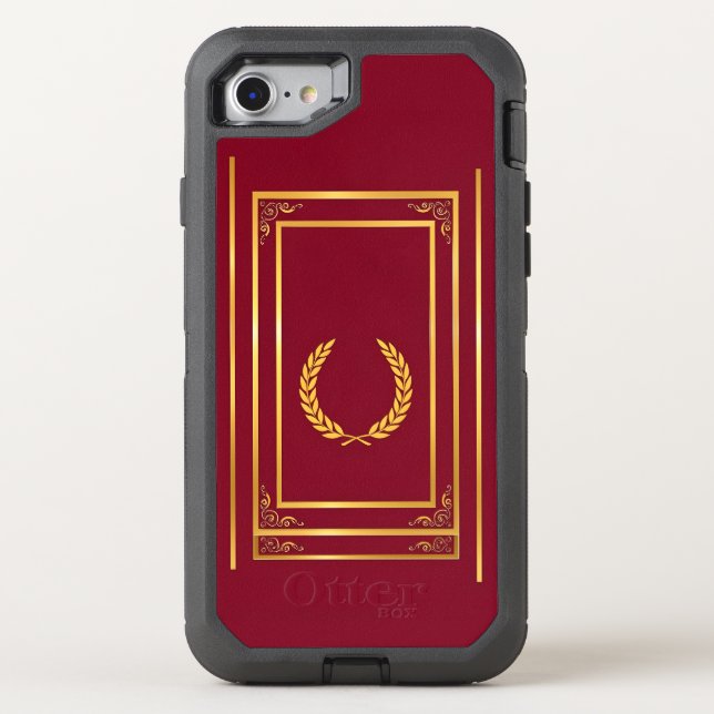 Golden Laurel in Rectangular Frame on Brown Otterbox iPhone Case (Back)