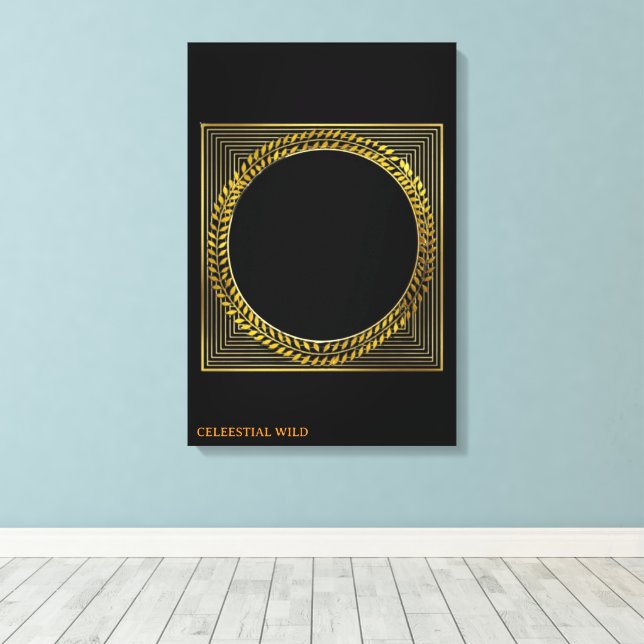Golden Laurel Majesty Modern Classic Canvas Wall A Print (Insitu(Wood Floor))