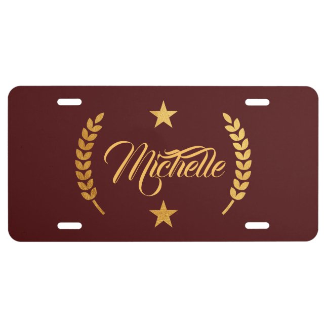 Golden Laurel Wreath License Plate (Front)