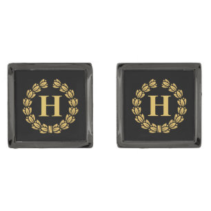 Golden Laurel Wreath Monogram Cufflinks