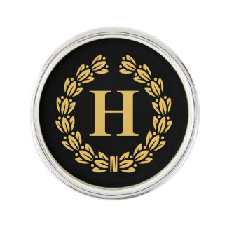 Golden Laurel Wreath Monogram Lapel Pin