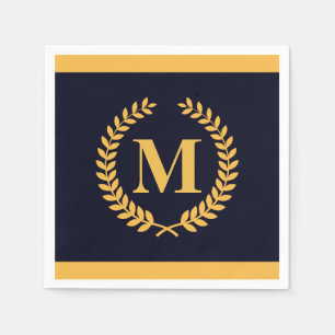 Golden Laurel Wreath Monogram Napkins