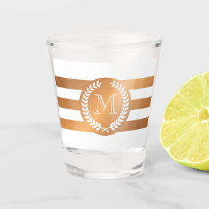 Golden Laurel Wreath Monogram Shot Glass
