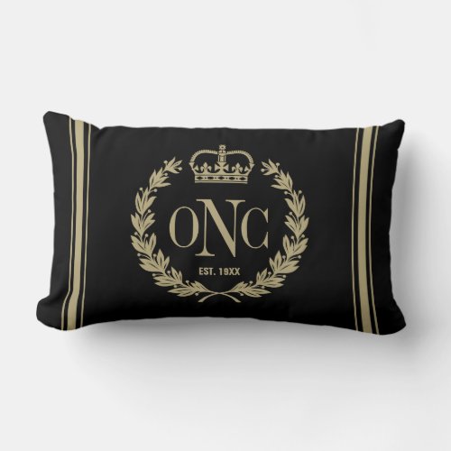 Golden Laurel Wreath Monogrammed Logo Pillow