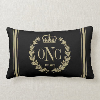Golden Laurel Wreath Monogrammed Logo Pillow