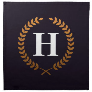 Golden Laurel Wreaths Monogram Cloth Napkin