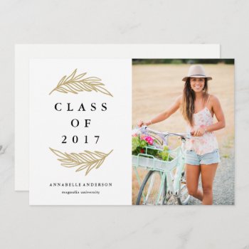 Golden Laurels Graduation Party Photo Invitation by FINEandDANDY at Zazzle