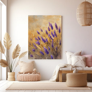 Golden Lavender Field Wall Art Print