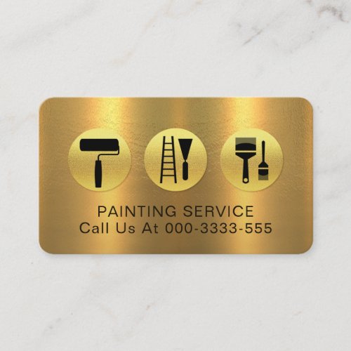 Golden Layer Gold Brush Tools Painter Business Card