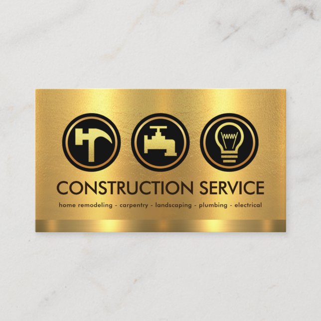 Golden Layer Gold Construction Tools Business Card (Front)