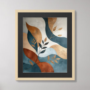 Golden Leaf Abstract Art - Nature Inspired Framed Art