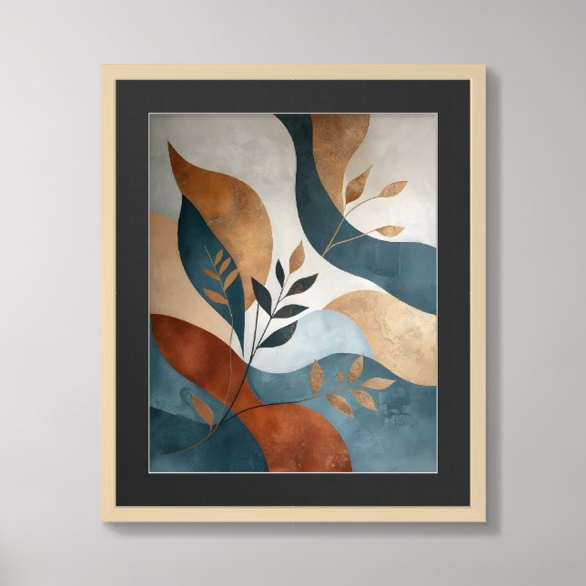 Golden Leaf Abstract Art - Nature Inspired  Framed Art (Framed Front)