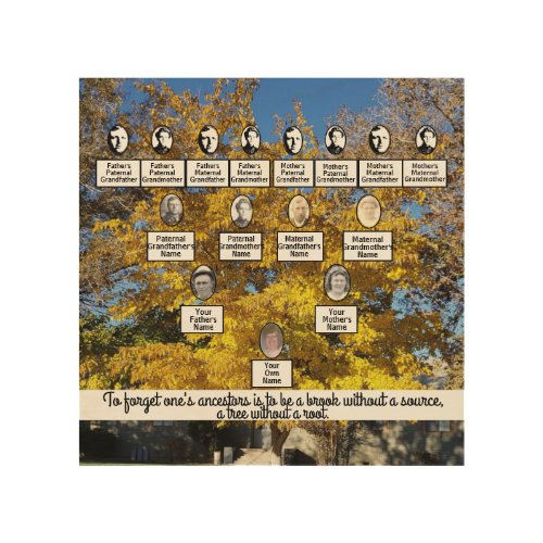 Golden Leaf Autumn Tree Photo Family Tree Quote Wood Wall Art