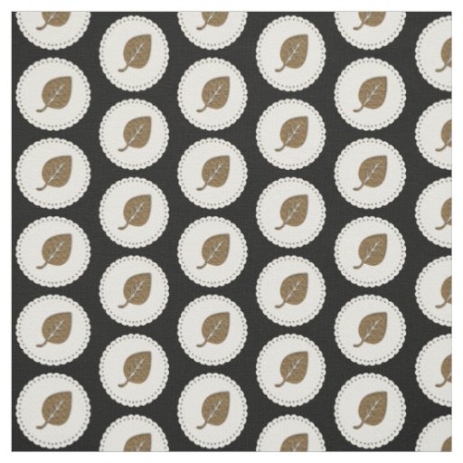 Golden Leaf Badge Pattern Fabric