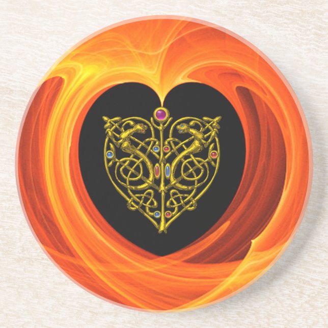 GOLDEN LEAF,  black orange yellow Drink Coaster (Front)