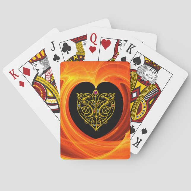 GOLDEN LEAF,  black orange yellow Poker Cards (Back)