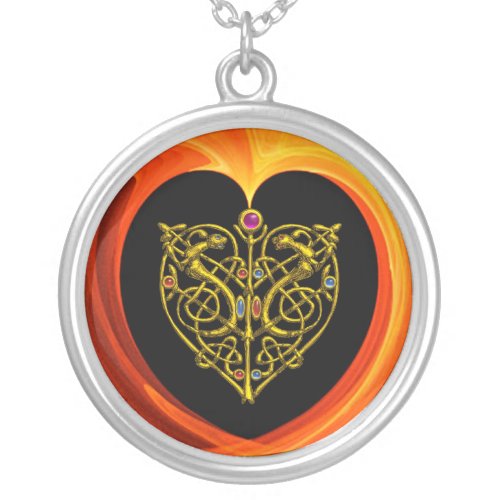GOLDEN LEAF  black orange yellow Silver Plated Necklace