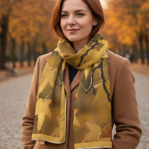 Golden Leaf Botanical Elegant Birthday Gift Soft Scarf