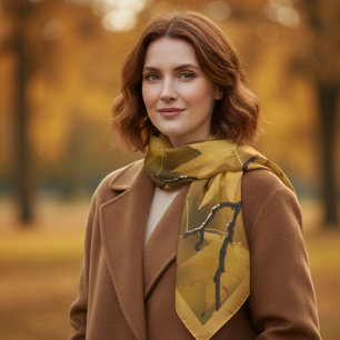 Golden Leaf Botanical Elegant Christmas Gift Soft Scarf