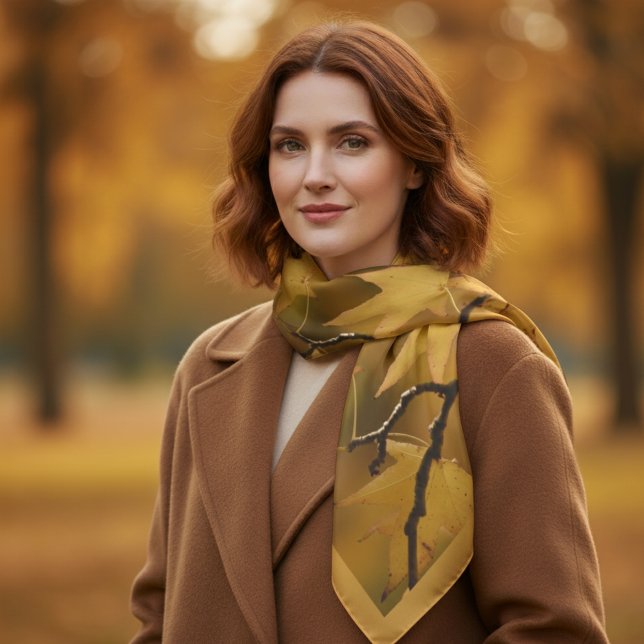 Golden Leaf Botanical Elegant Christmas Gift Soft Scarf (Creator Uploaded)