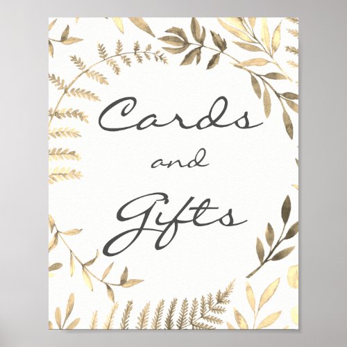 Golden  Leaf Cards And Gifts Wedding Poster