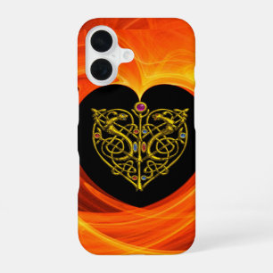 GOLDEN LEAF, CELTIC KNOTS black orange yellow iPhone 16 Case