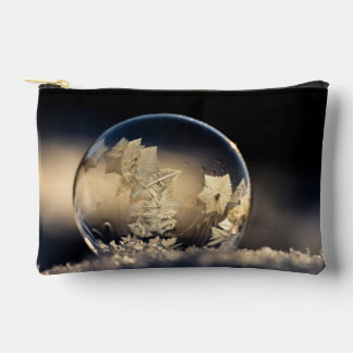 Golden Leaf Filled Bubble in Snow Accessory Pouch