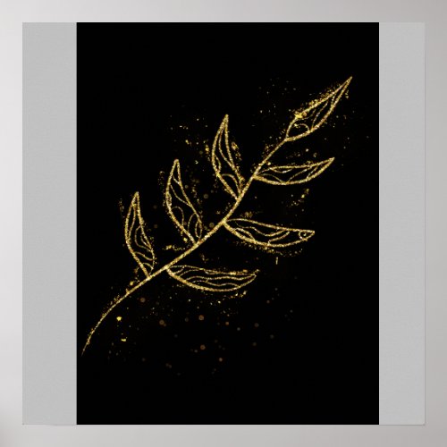 golden leaf for wall poster