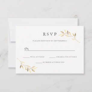 Golden Leaf Garden Wedding Digital or Print RSVP Invitation