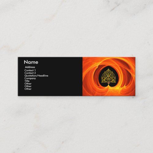 GOLDEN LEAF IN ORANGE FRACTAL SWIRLS MINI BUSINESS CARD