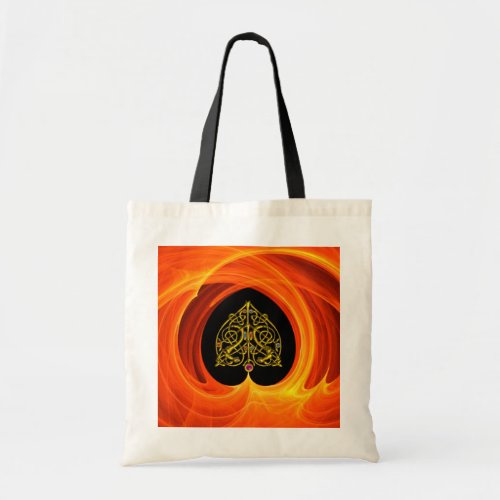 GOLDEN LEAF IN ORANGE FRACTAL SWIRLS TOTE BAG