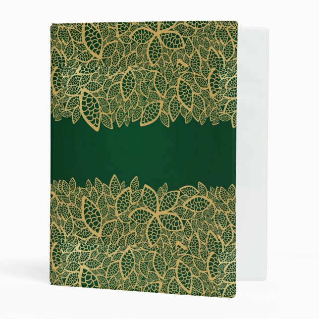 Golden leaf lace on green background mini binder (Front/Inside)