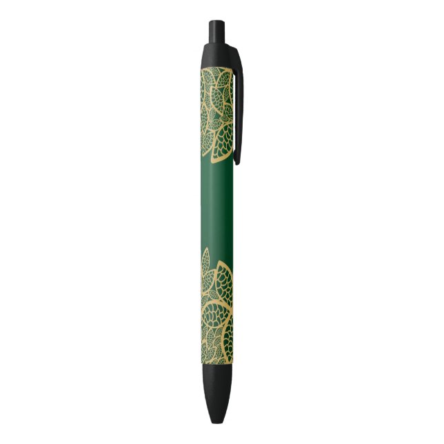 Golden leaf lace on green background pen (Bottom (Vertical))