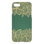 Golden leaf lace on green background iPhone SE/8/7 case
