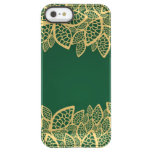 Golden leaf lace on green background permafrost iPhone SE/5/5s case