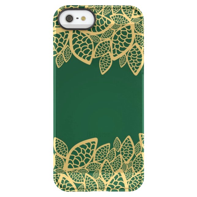 Golden leaf lace on green background uncommon iPhone case (Back)