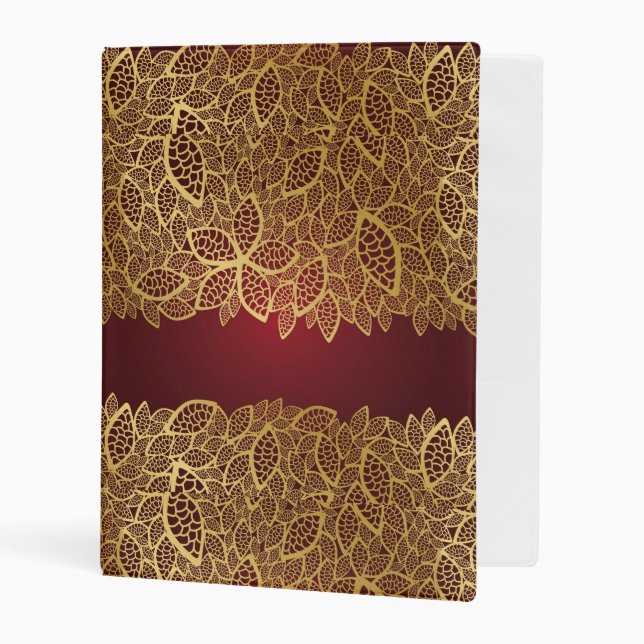 Golden leaf lace on red background mini binder (Front/Inside)