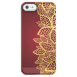Golden leaf lace on red background permafrost iPhone SE/5/5s case