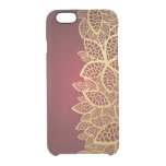 Golden leaf lace on red background clear iPhone 6/6S case