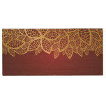 Golden leaf lace on red background wood flash drive
