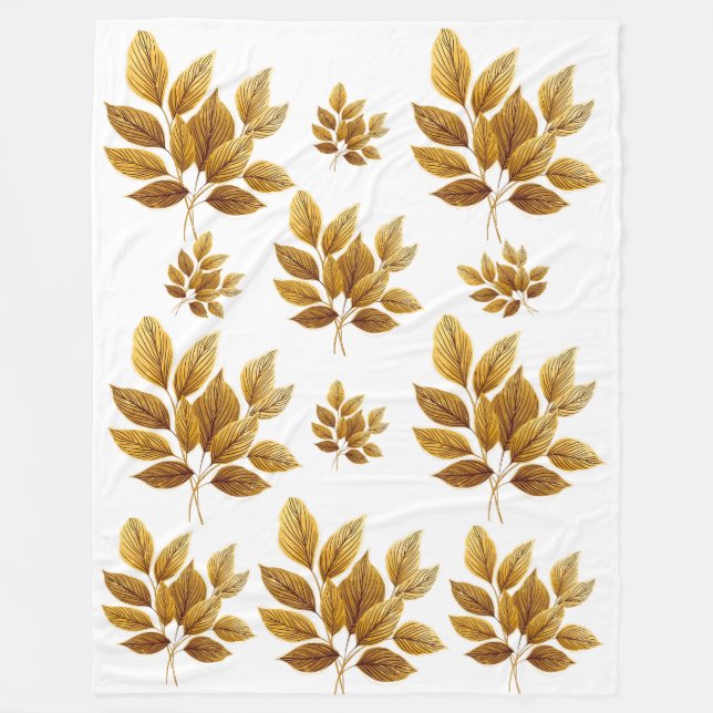 Golden Leaf Luxury Fleece Blanket (Front)