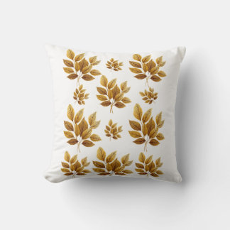 Golden Leaf Luxury Throw Pillow