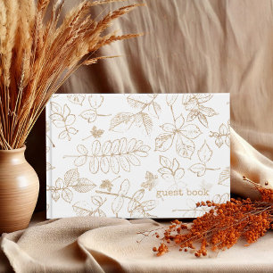 Golden Leaf Pattern Wedding ID655 Guest Book