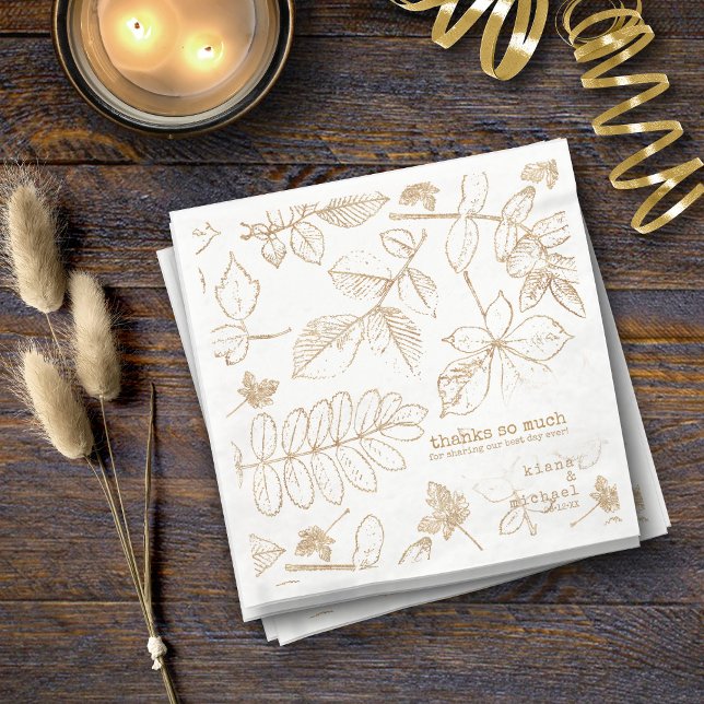 Golden Leaf Pattern Wedding ID655 Napkins (Creator Uploaded)