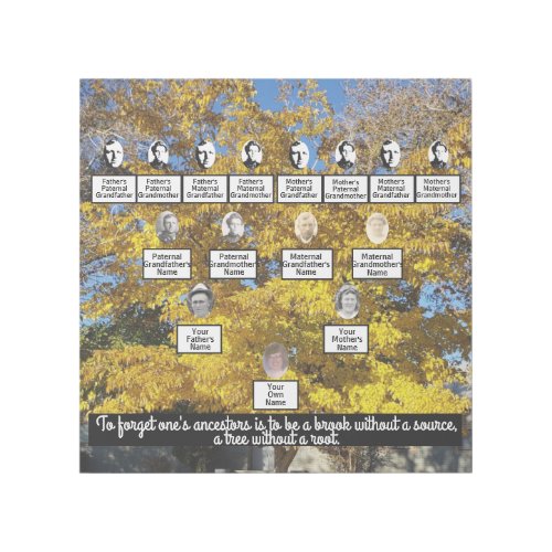 Golden Leaf Tree Ancestors Quote Photos Names Gallery Wrap